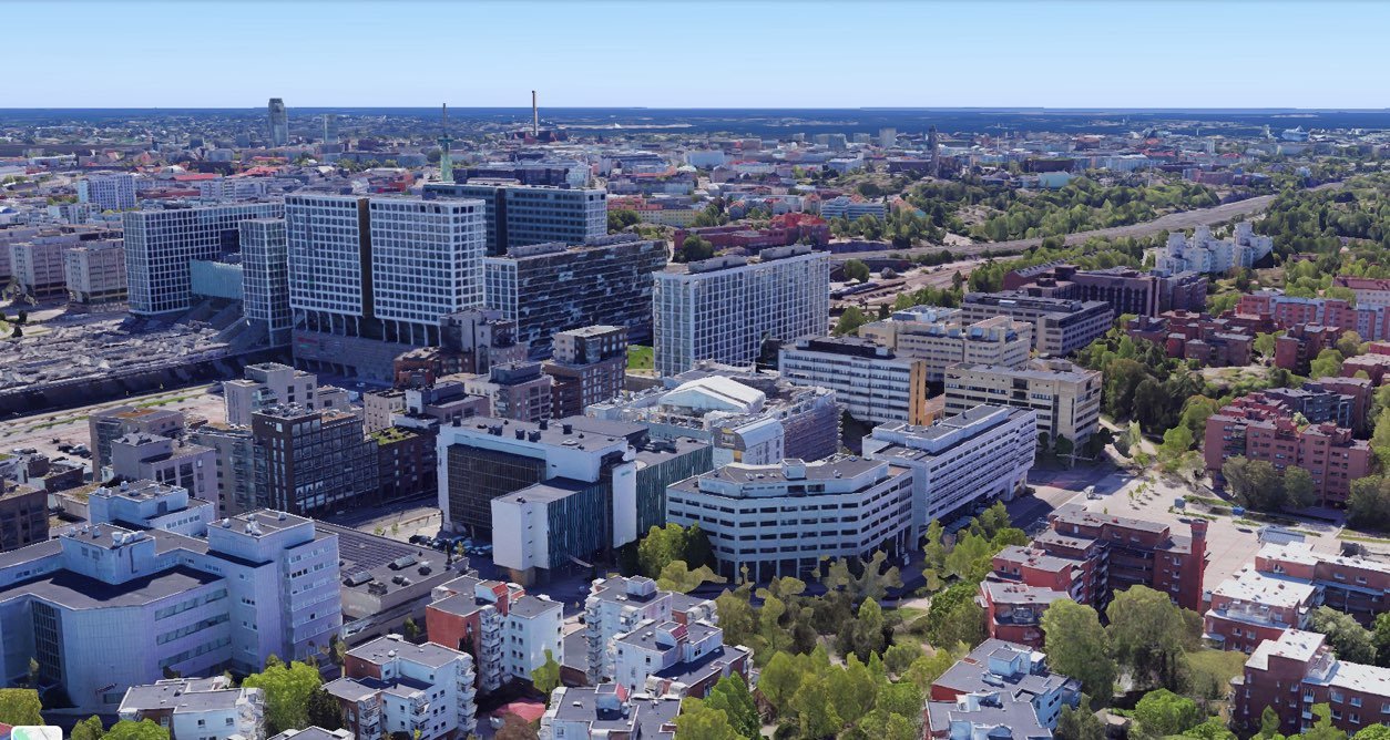 Ilmakuva Pasilan alueesta, Google Earth 2026